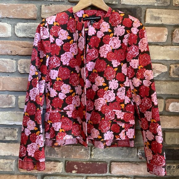 linda allard ellen tracy silk Cotton jacket Floral Nwt 8 Petite Mrsp $448